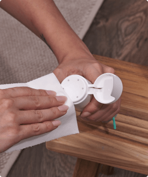 Wype gel being applied to toilet paper